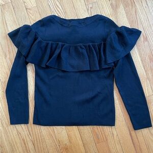 Adrienne Vittadini Black Ruffled Sweater